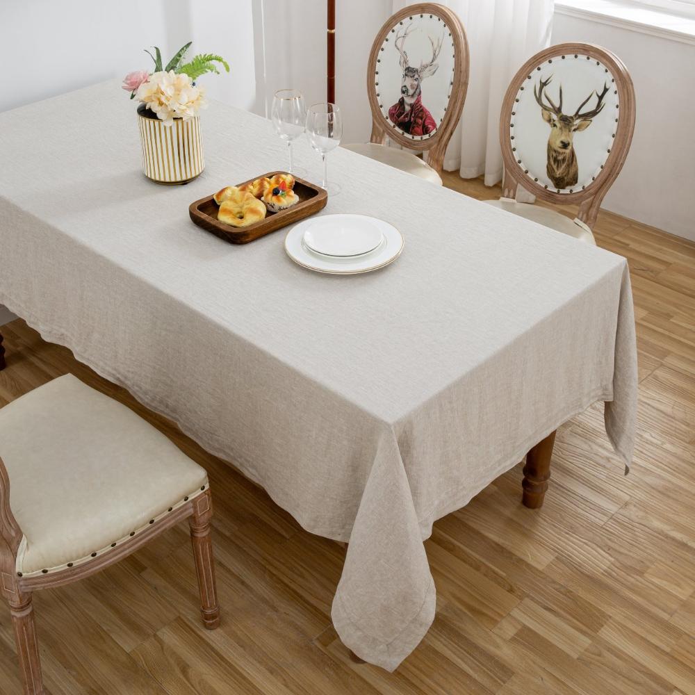 Natural Linen 100% Organic Linen Tablecloth - Victory Symbol