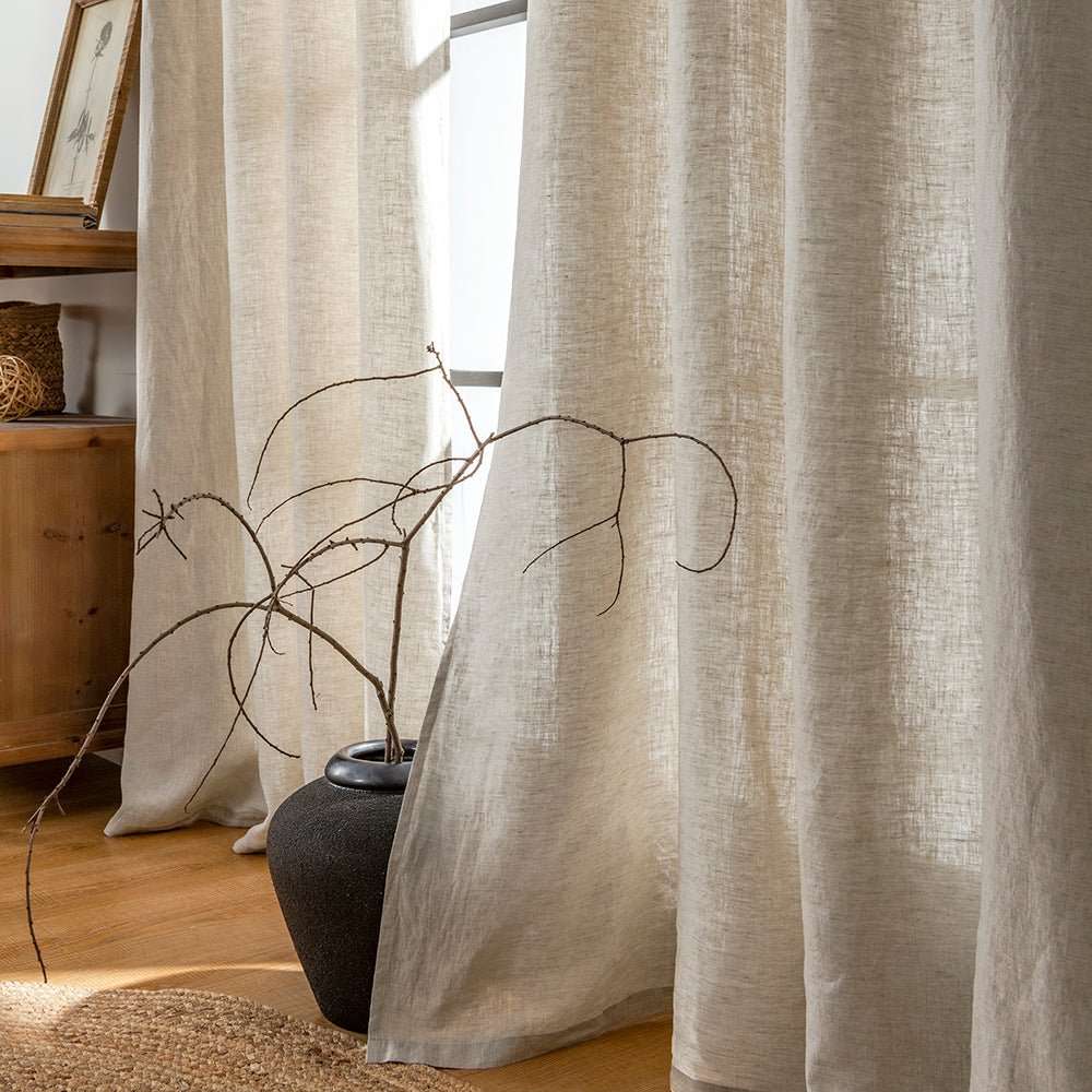 Natural Undyed Linen 100% Organic Linen Curtain for Bedroom Living Room - Victory Symbol