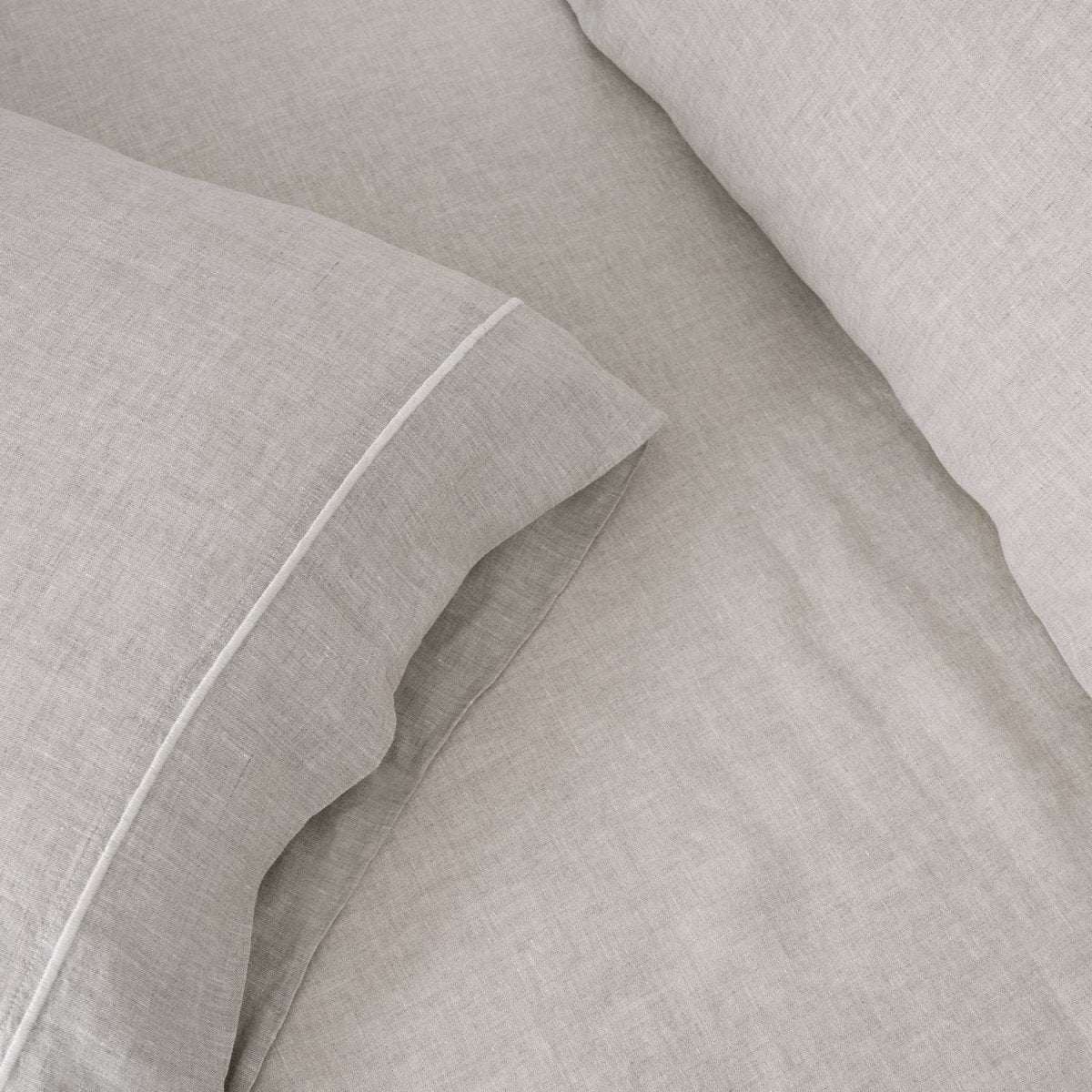 Natural Undyed Linen 100% Organic Linen Pillowcases With Embroidery Line - Victory Symbol