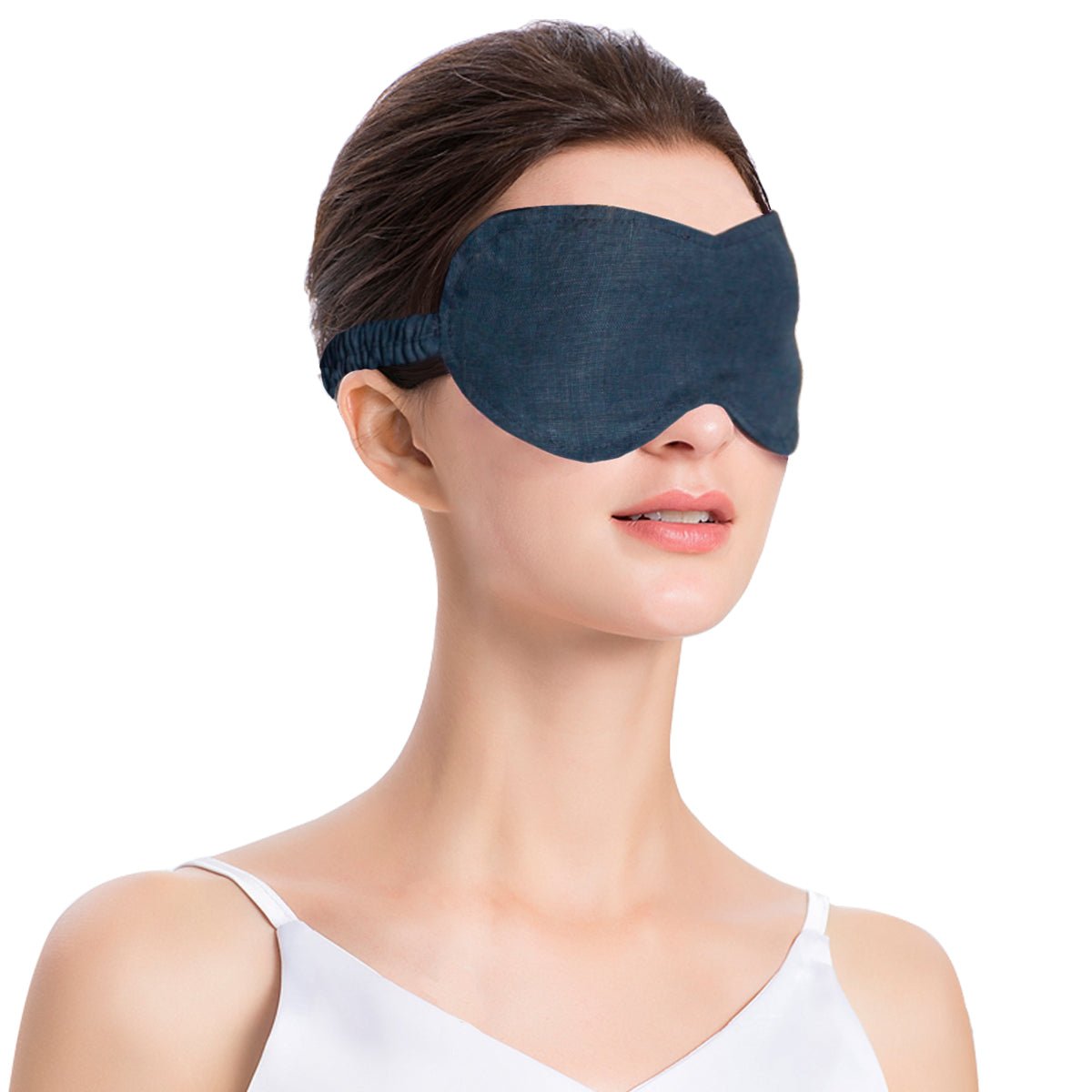 Navy 100% Organic Linen Eye Mask - Victory Symbol