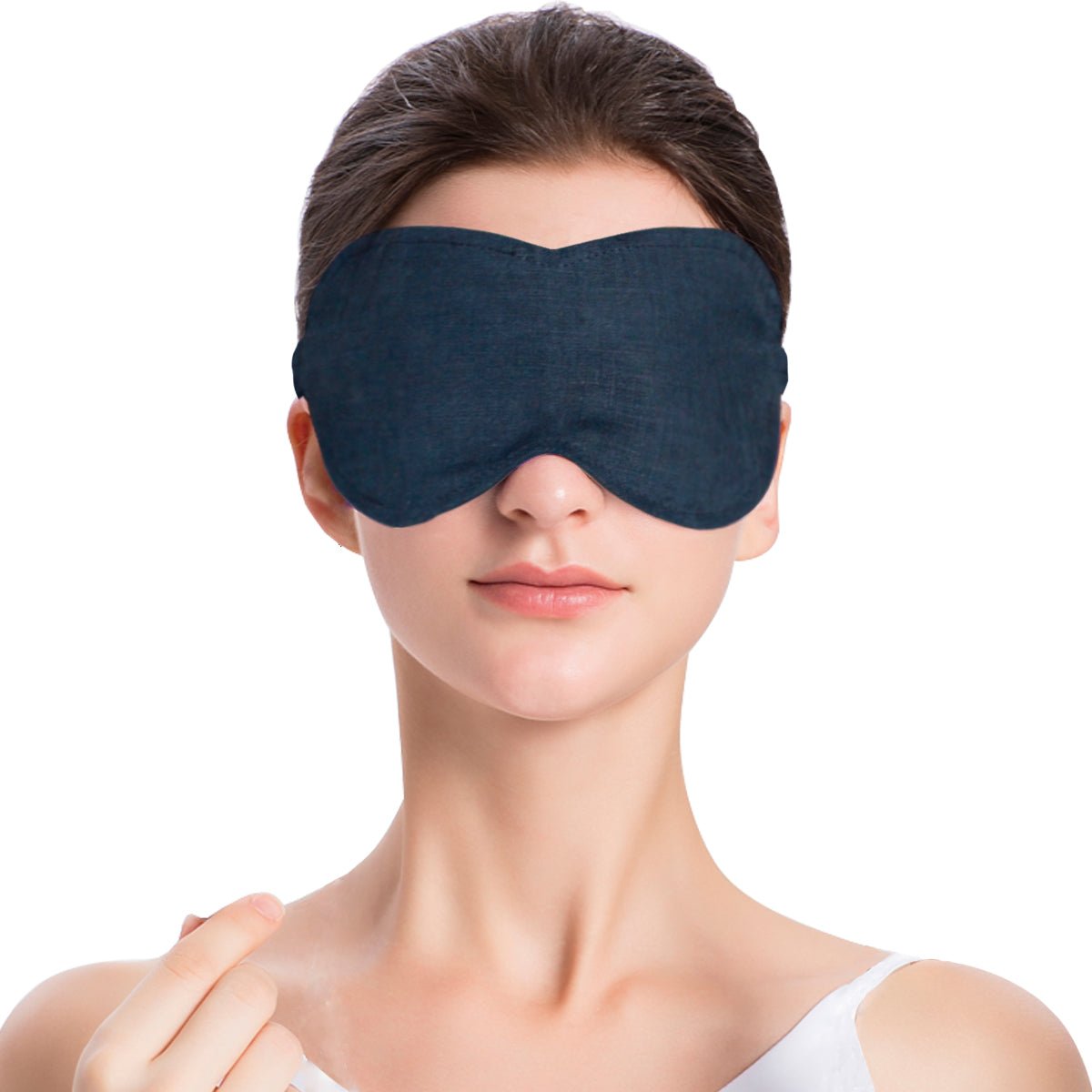 Navy 100% Organic Linen Eye Mask - Victory Symbol