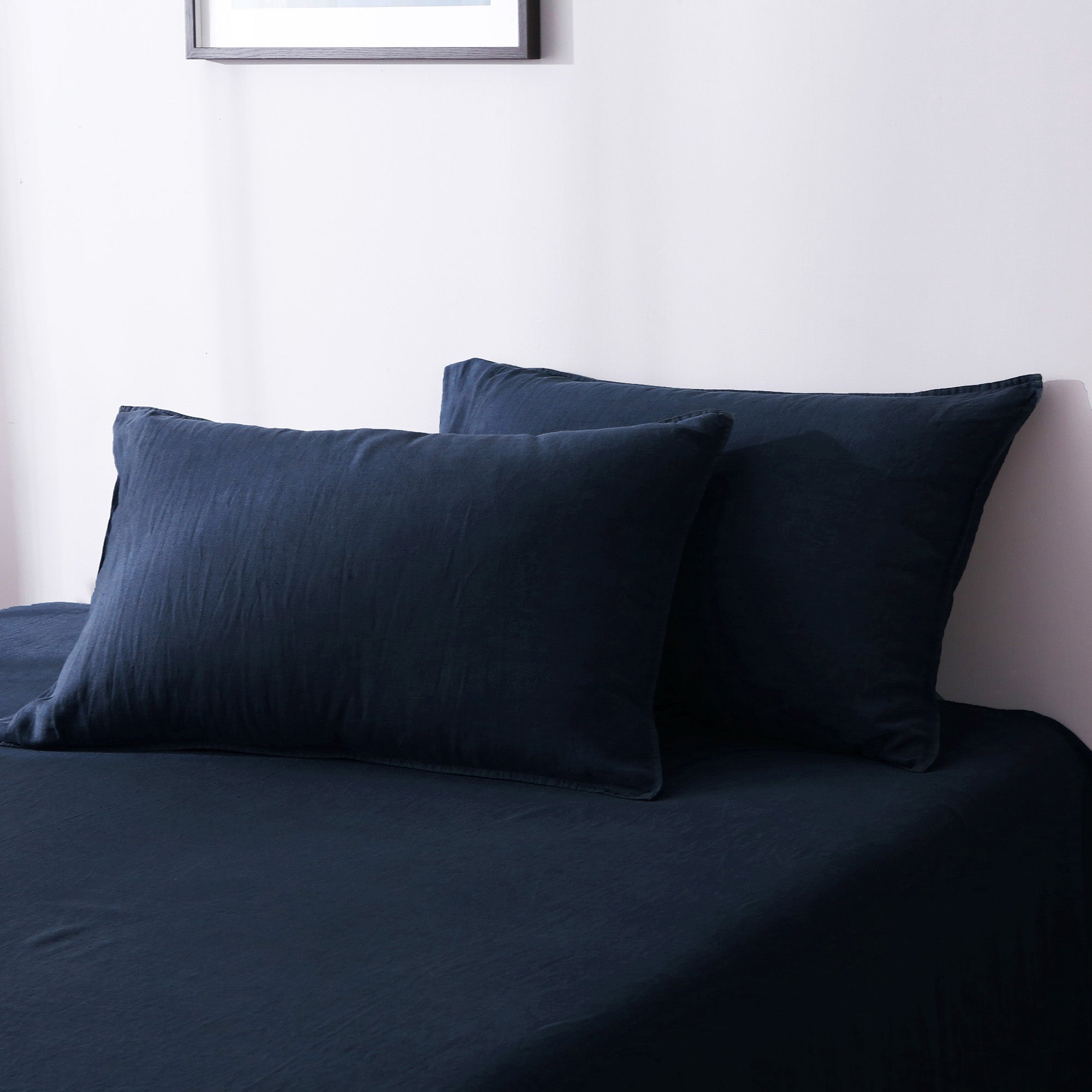 Navy 100% Organic Linen Pillowcases - Victory Symbol