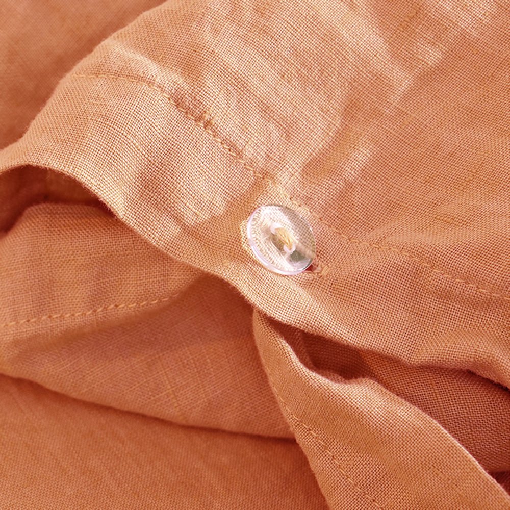 Peach 100% Organic Linen Duvet Cover Set - Victory Symbol