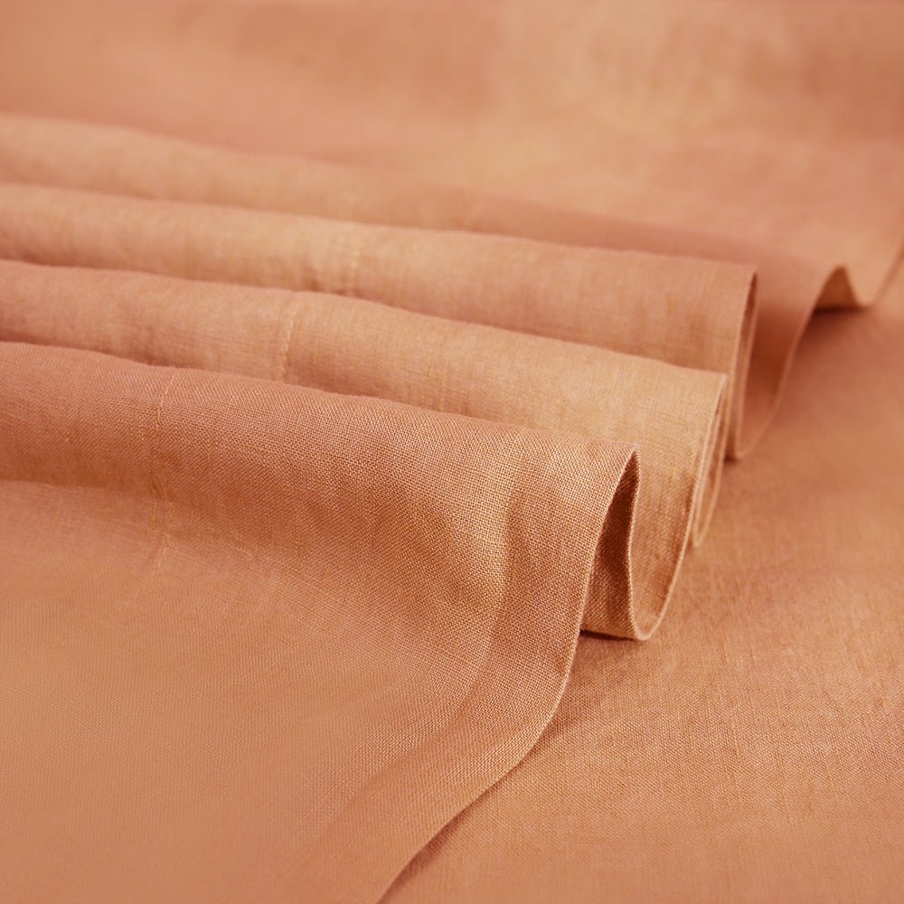 Peach 100% Organic Linen Flat Sheet - Victory Symbol