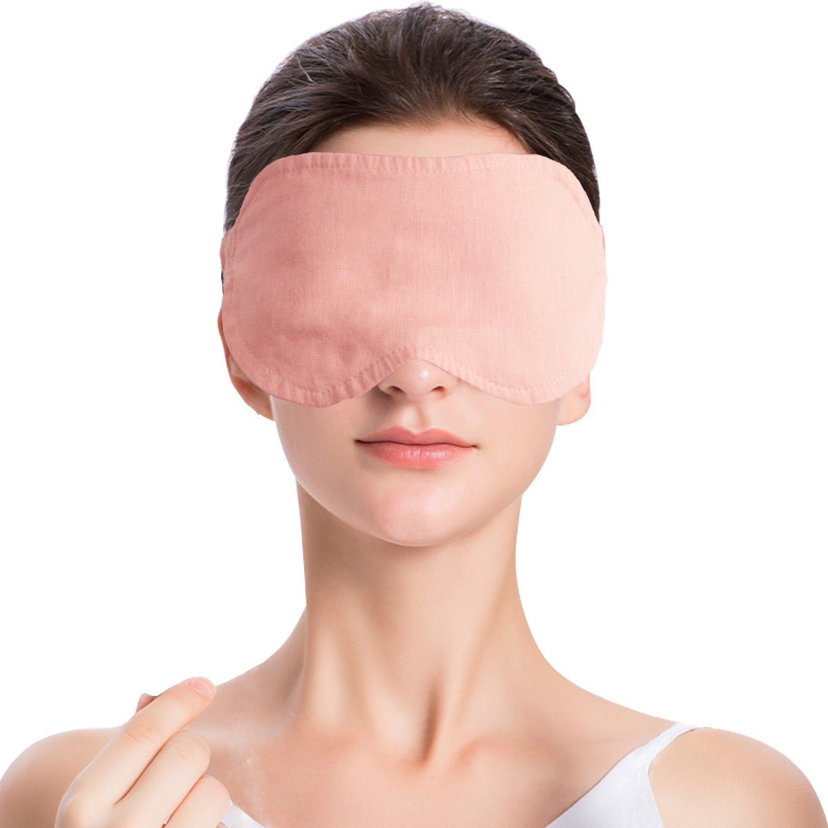 Peach Pink 100% Organic Linen Eye Mask - Victory Symbol