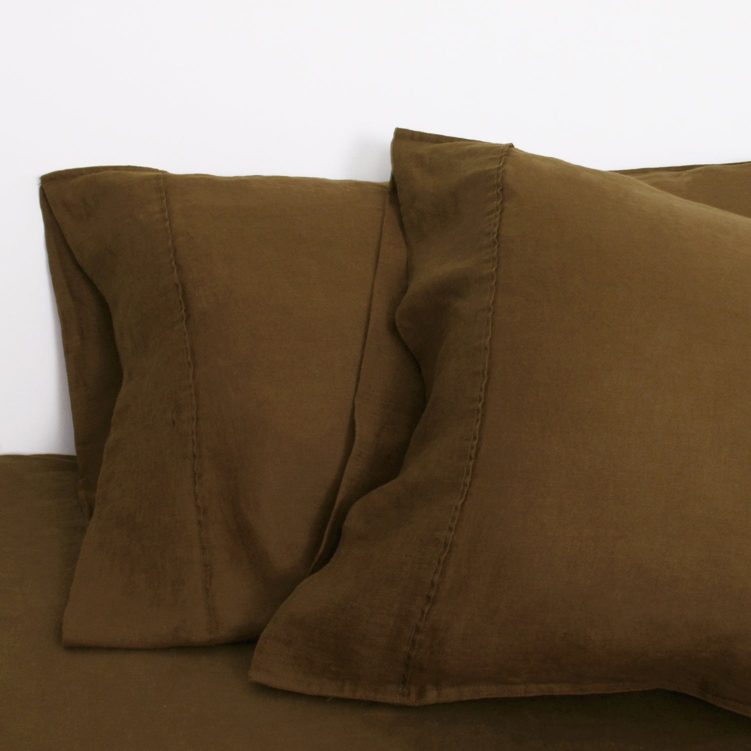 Pinecone Brown 100% Organic Linen Pillowcases - Victory Symbol