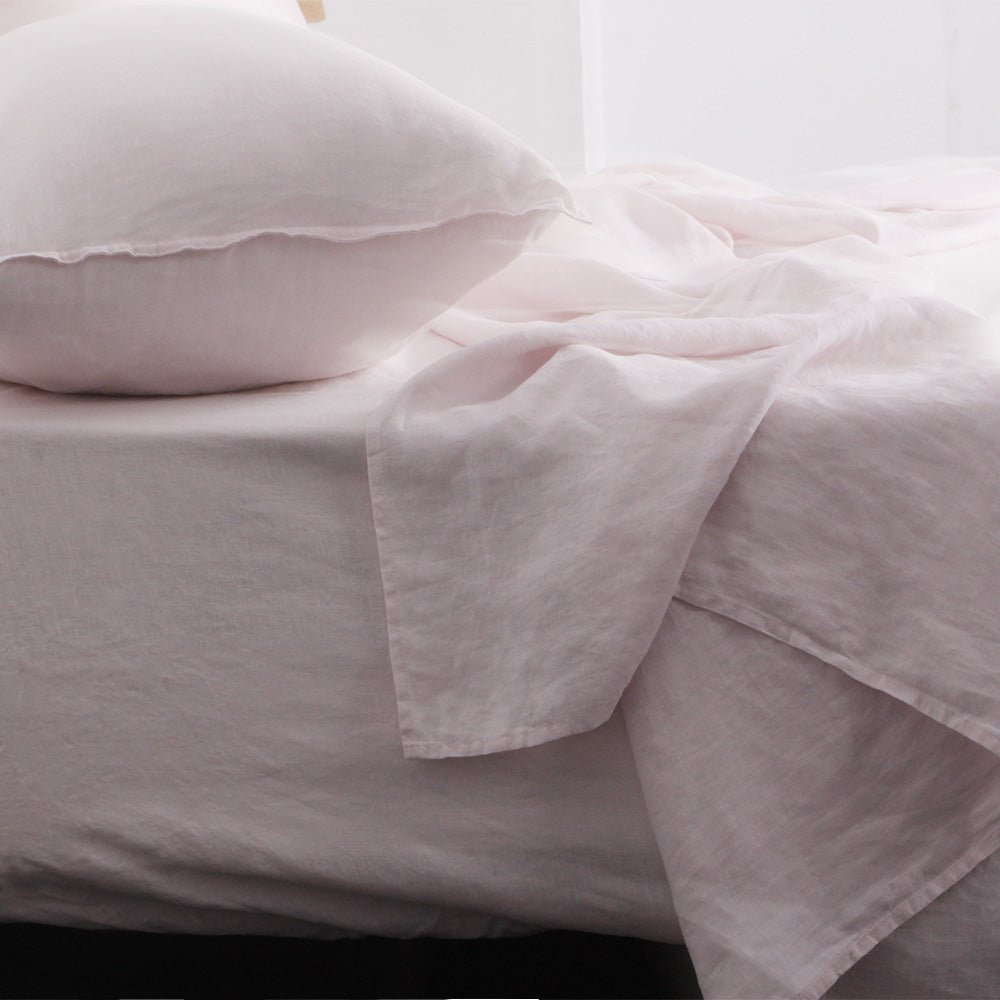 Pink 100% Organic Linen Sheets Set - Victory Symbol