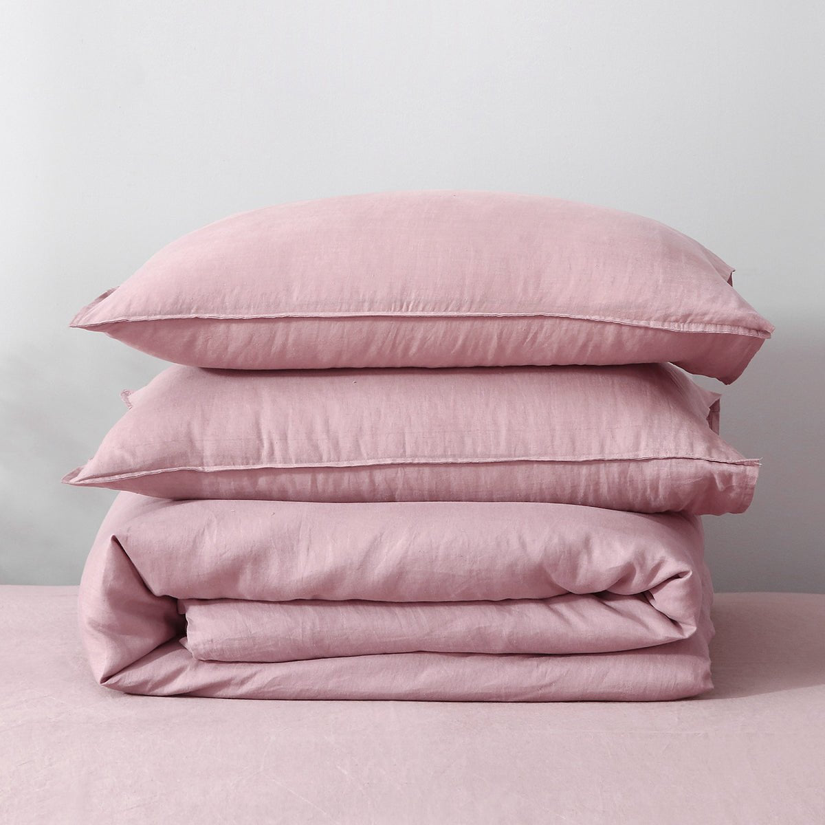 Pink Lavender 100% Organic Linen Duvet Cover Set - Victory Symbol