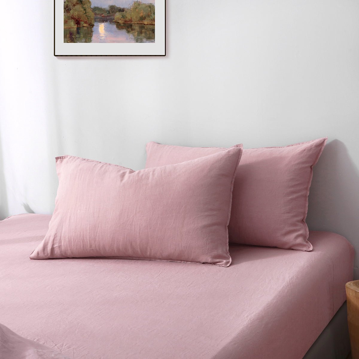 Pink Lavender 100% Organic Linen Duvet Cover Set - Victory Symbol