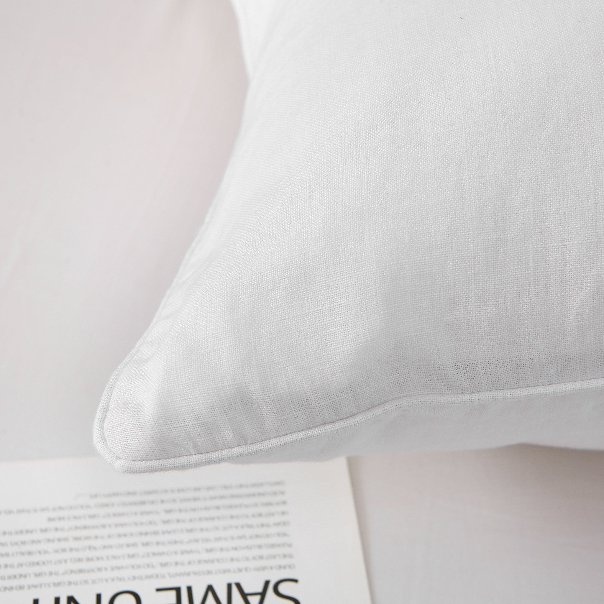 Pure White 100% Organic Linen Euro Pillowcases - Victory Symbol