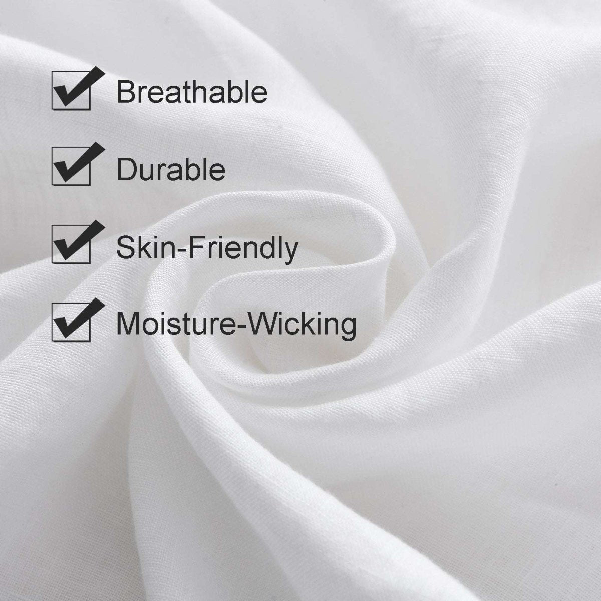 Pure White Cotton - Linen Mixed Weave Duvet Cover Set - Victory Symbol