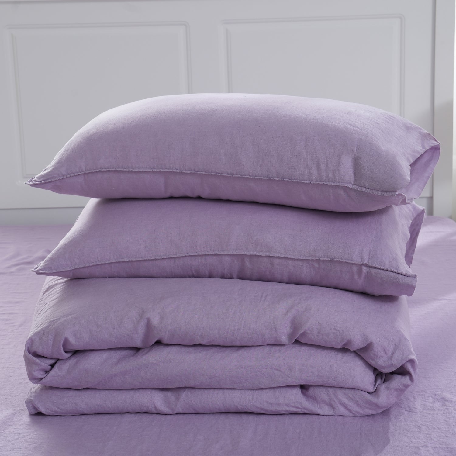 Purple Lavender 100% Organic Linen Duvet Cover Set - Victory Symbol