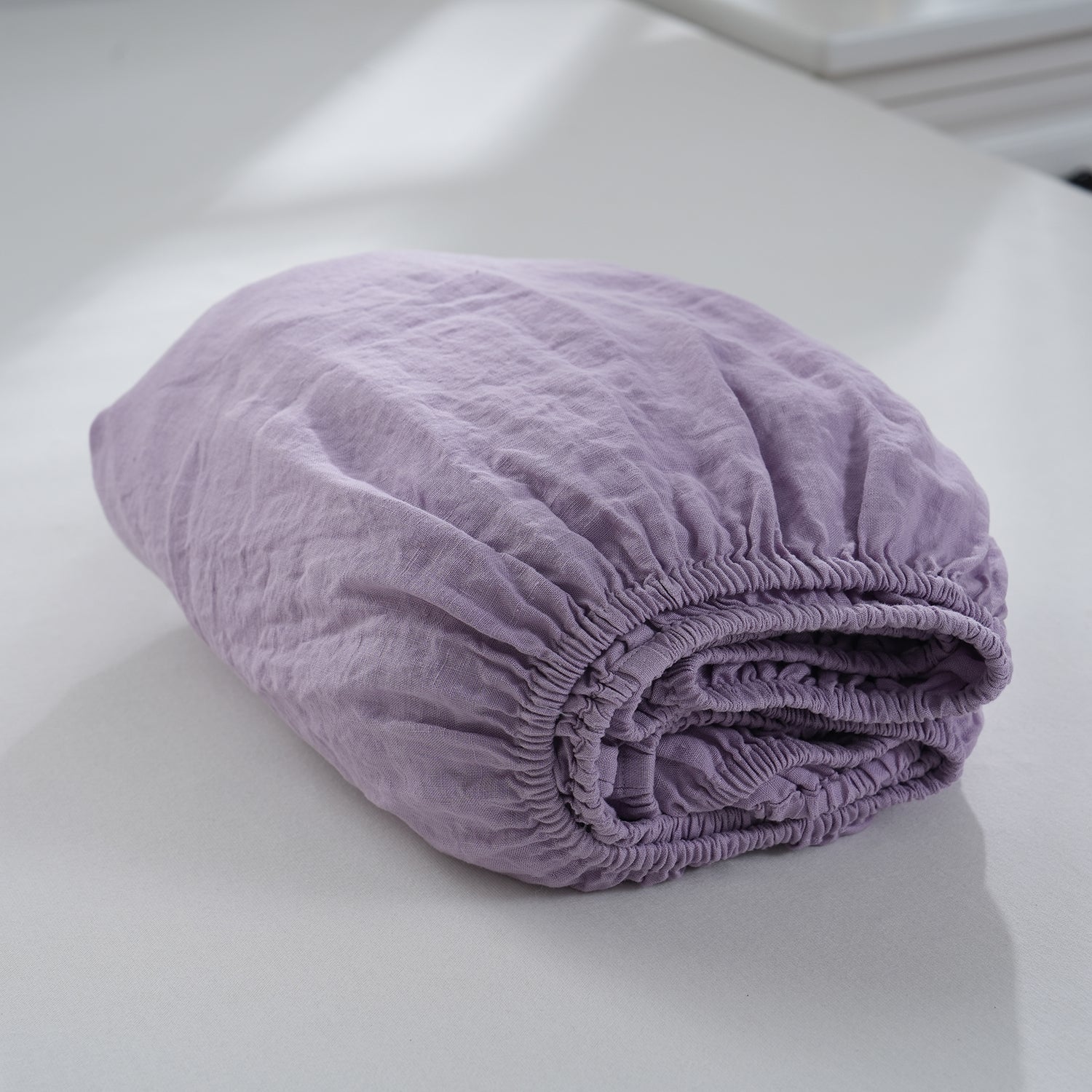 Purple Lavender 100% Organic Linen Fitted Sheet - Victory Symbol