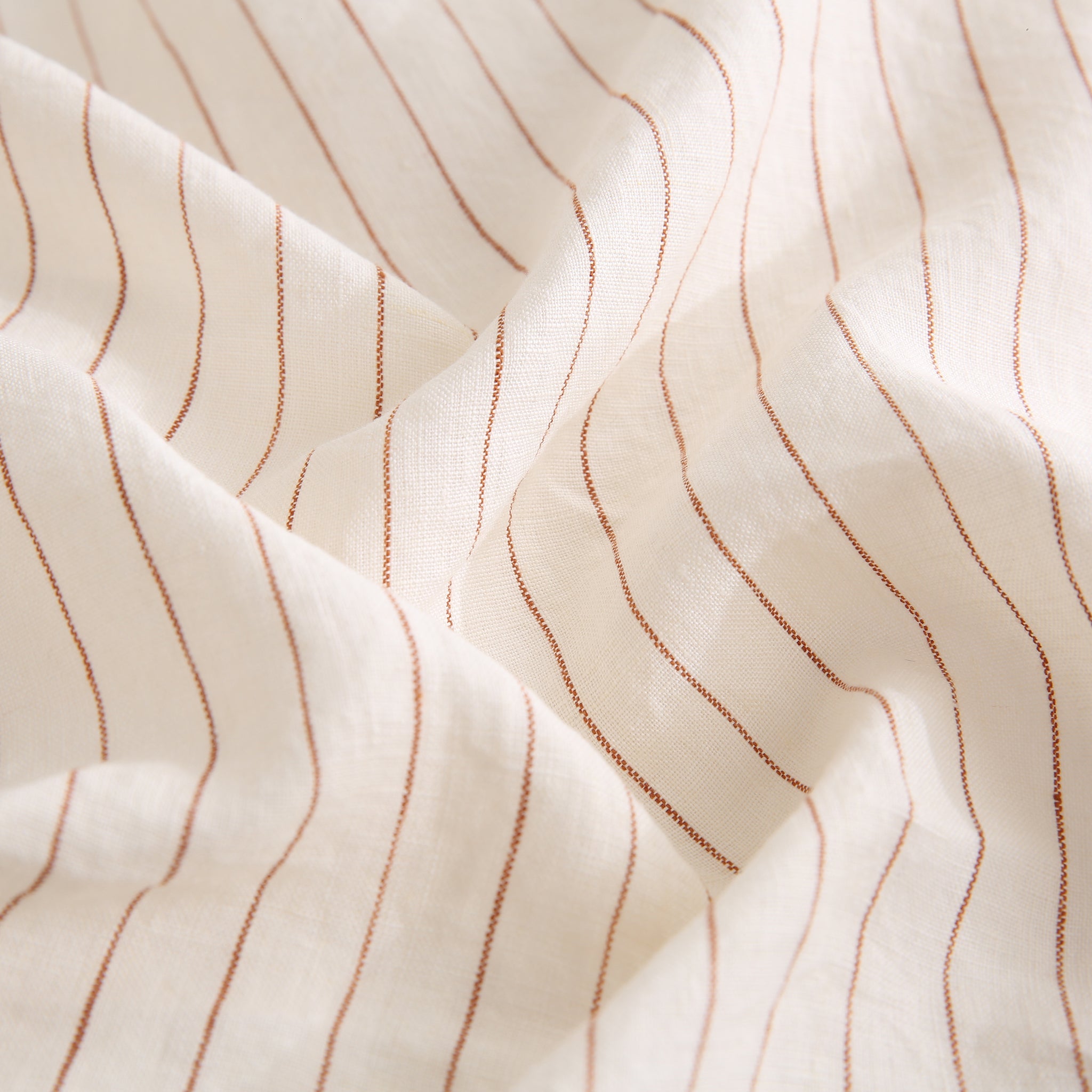 Red Stripe 100% Organic Linen Yarn Dyed Flat Sheet - Victory Symbol