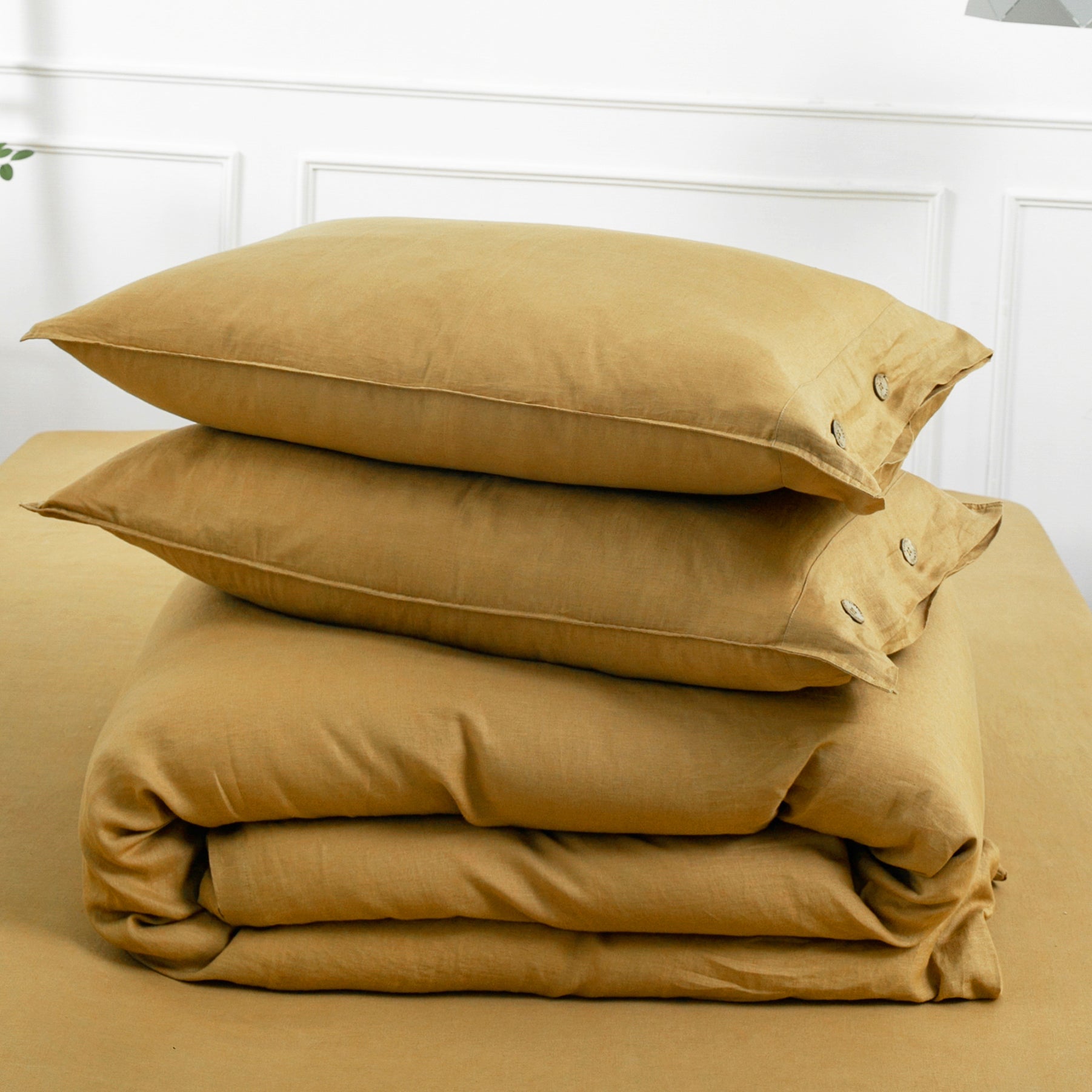 Sandy Beige 100% Organic Linen Duvet Cover Set - Victory Symbol