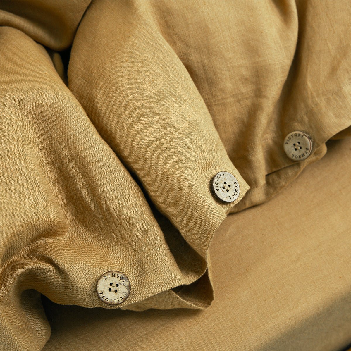 Sandy Beige 100% Organic Linen Duvet Cover Set - Victory Symbol