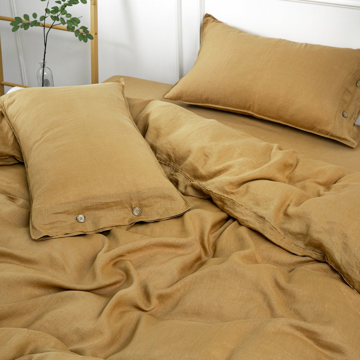 Sandy Beige 100% Organic Linen Duvet Cover Set - Victory Symbol