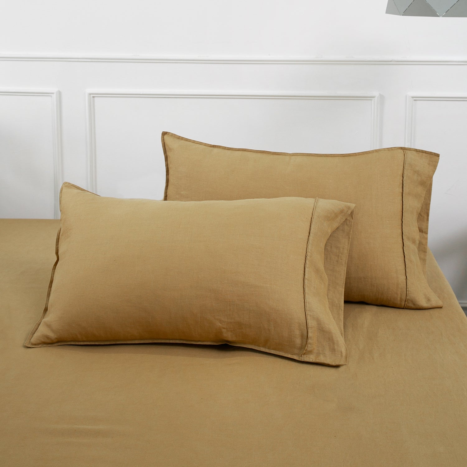 Sandy Beige 100% Organic Linen Pillowcases - Victory Symbol