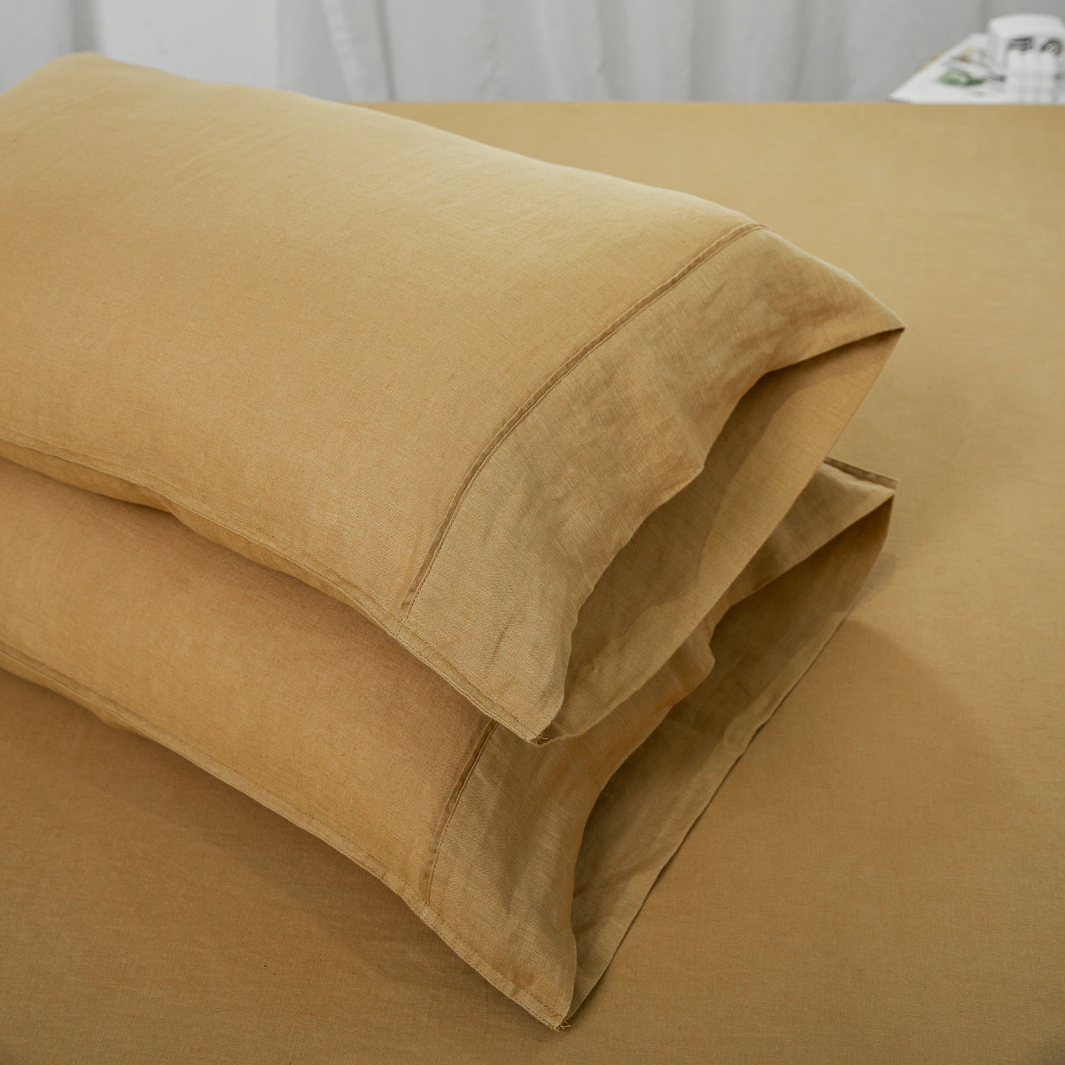 Sandy Beige 100% Organic Linen Pillowcases - Victory Symbol