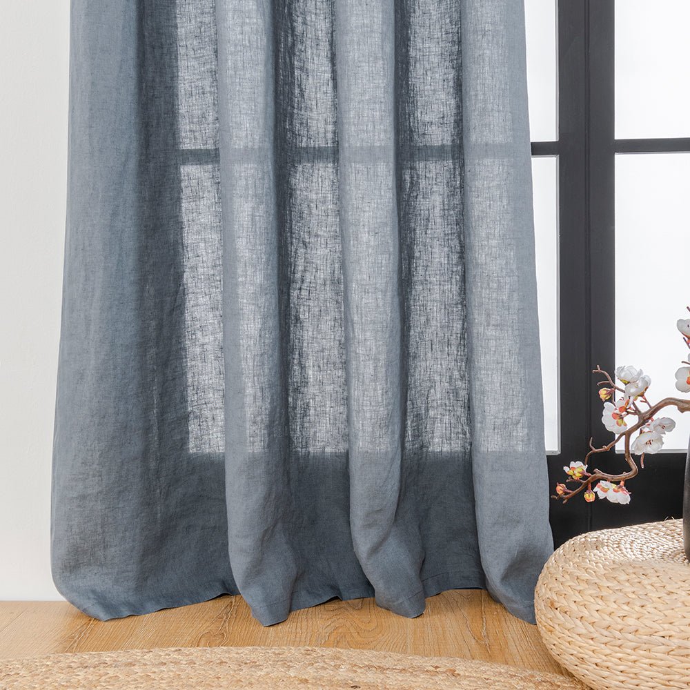 Silver Grey 100% Organic Linen Curtain for Bedroom Living Room - Victory Symbol