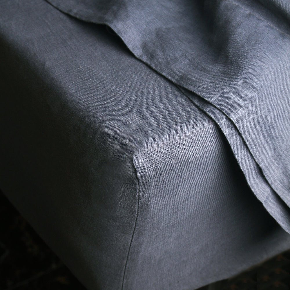 Silver Grey 100% Organic Linen Fitted Sheet - Victory Symbol