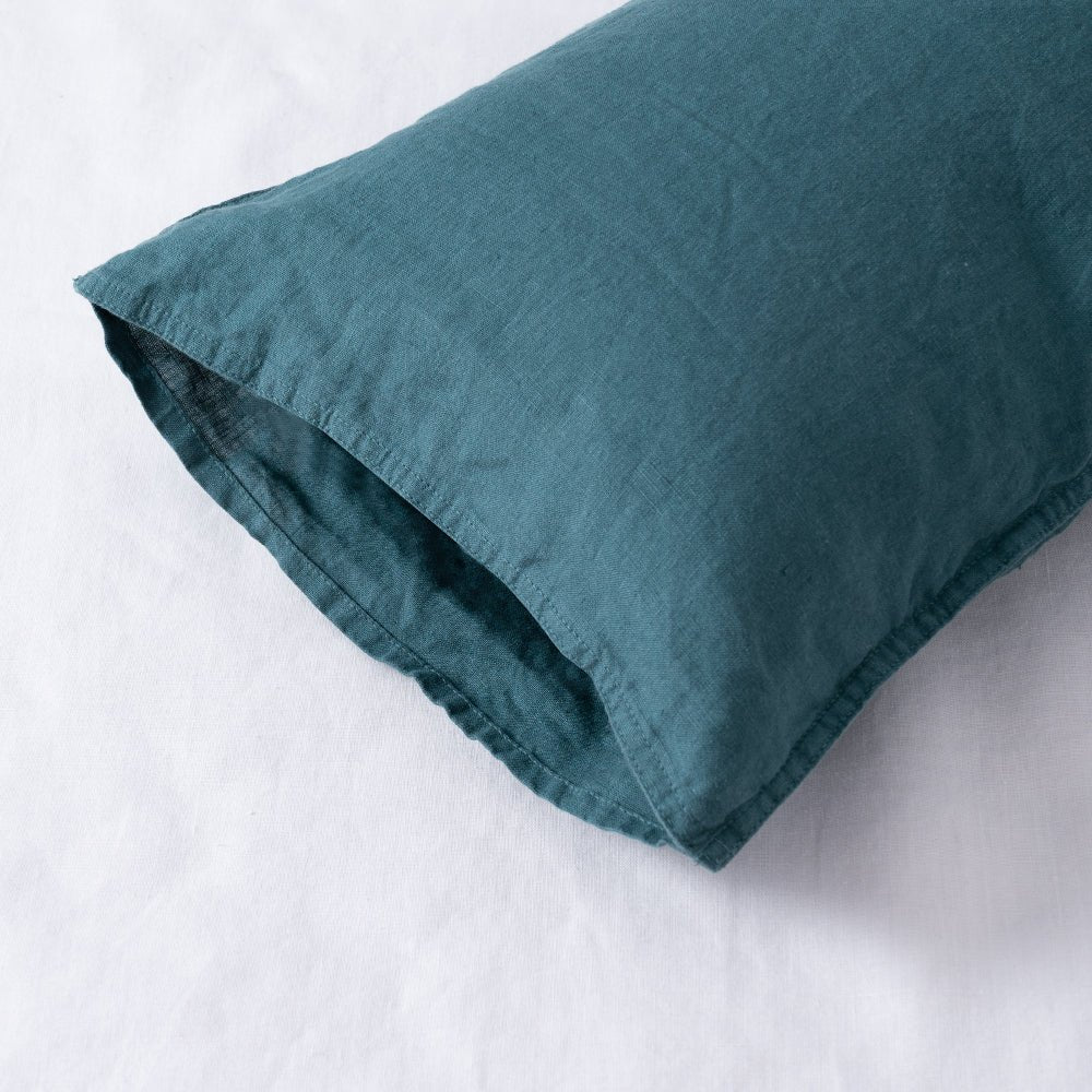 Teal Green 100% Organic Linen Lumbar Pillowcases - Victory Symbol