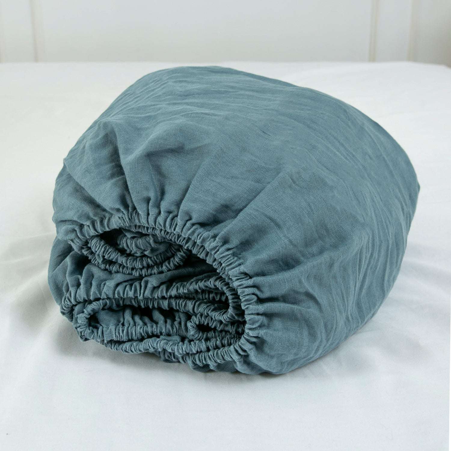 Turquoise Blue 100% Organic Linen Fitted Sheet-Victory Symbol