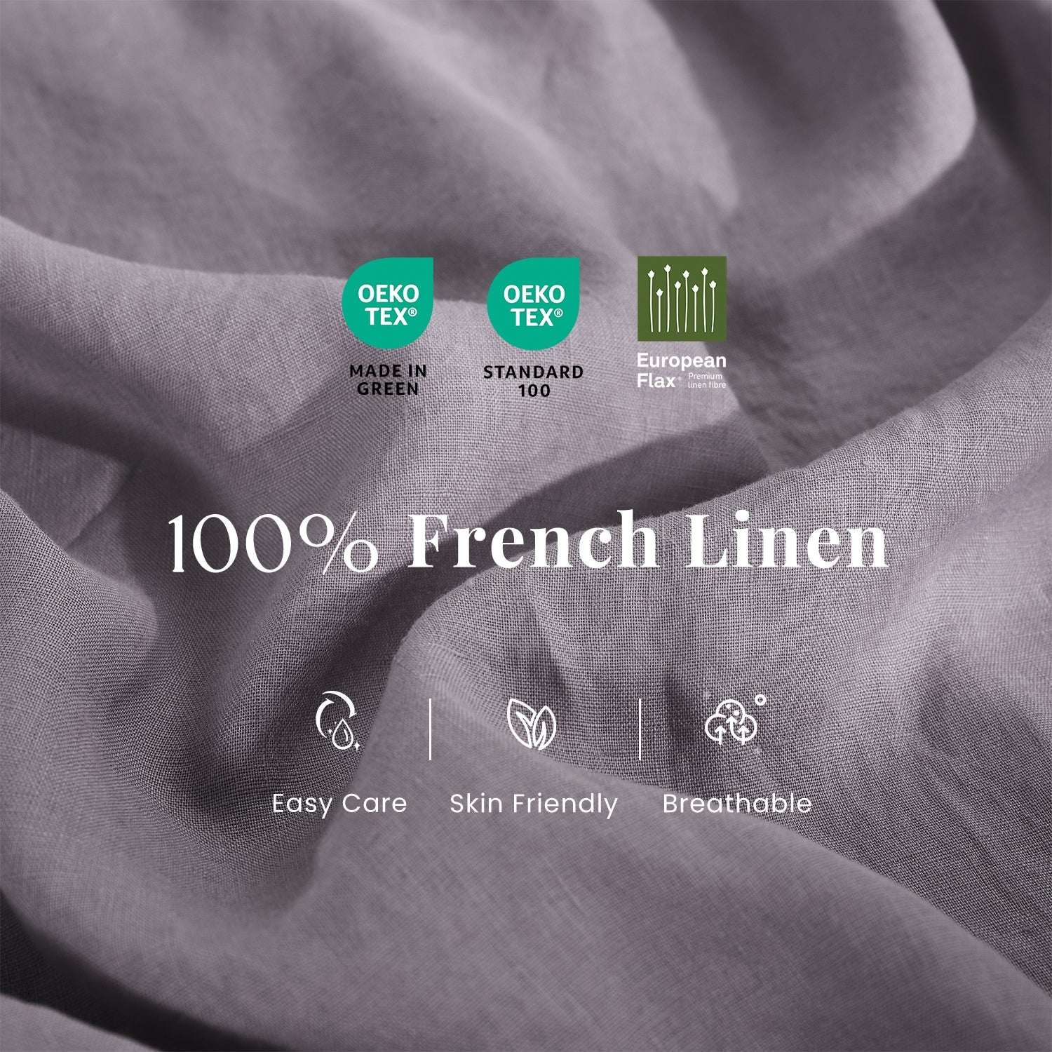 Twilight Lilac Purple 100% Organic Linen Duvet Cover Set-Victory Symbol