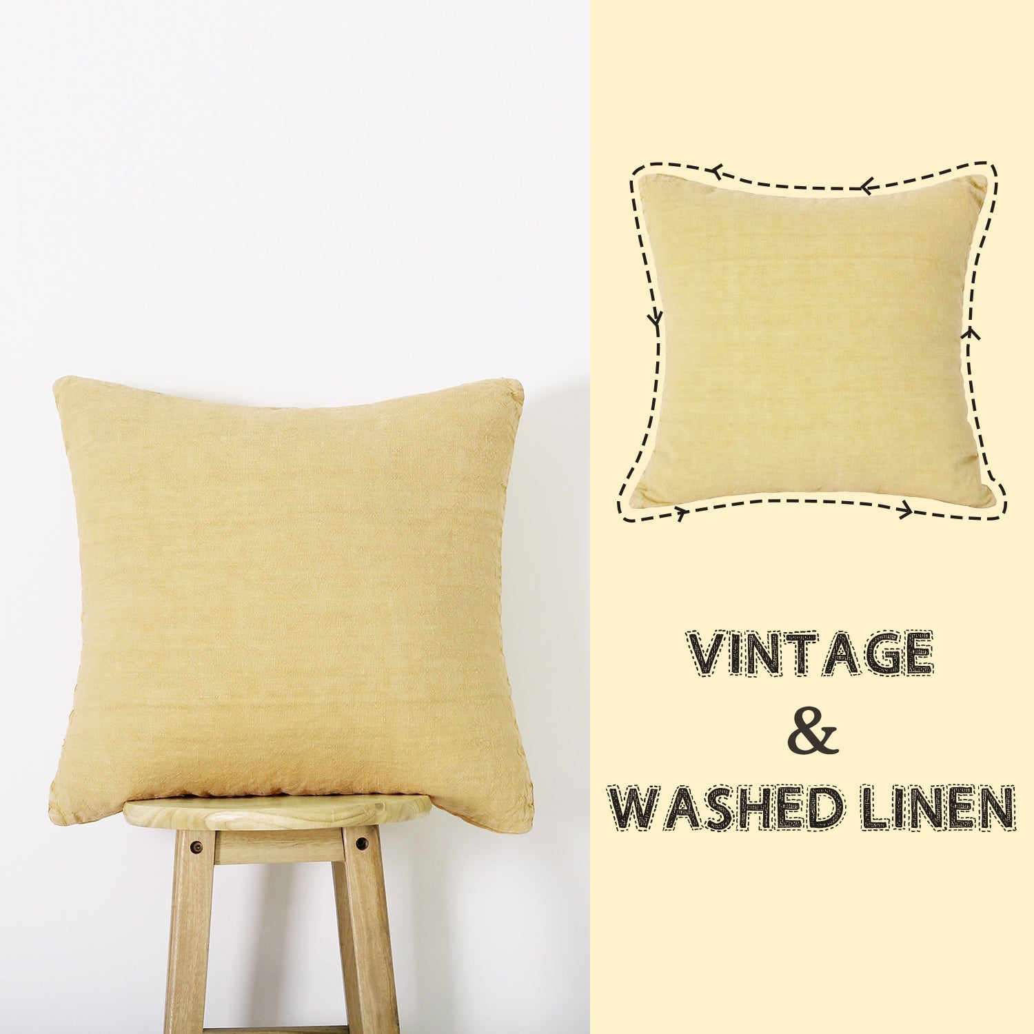 Vanilla Yellow 100% Organic Linen Euro Pillowcases - Victory Symbol