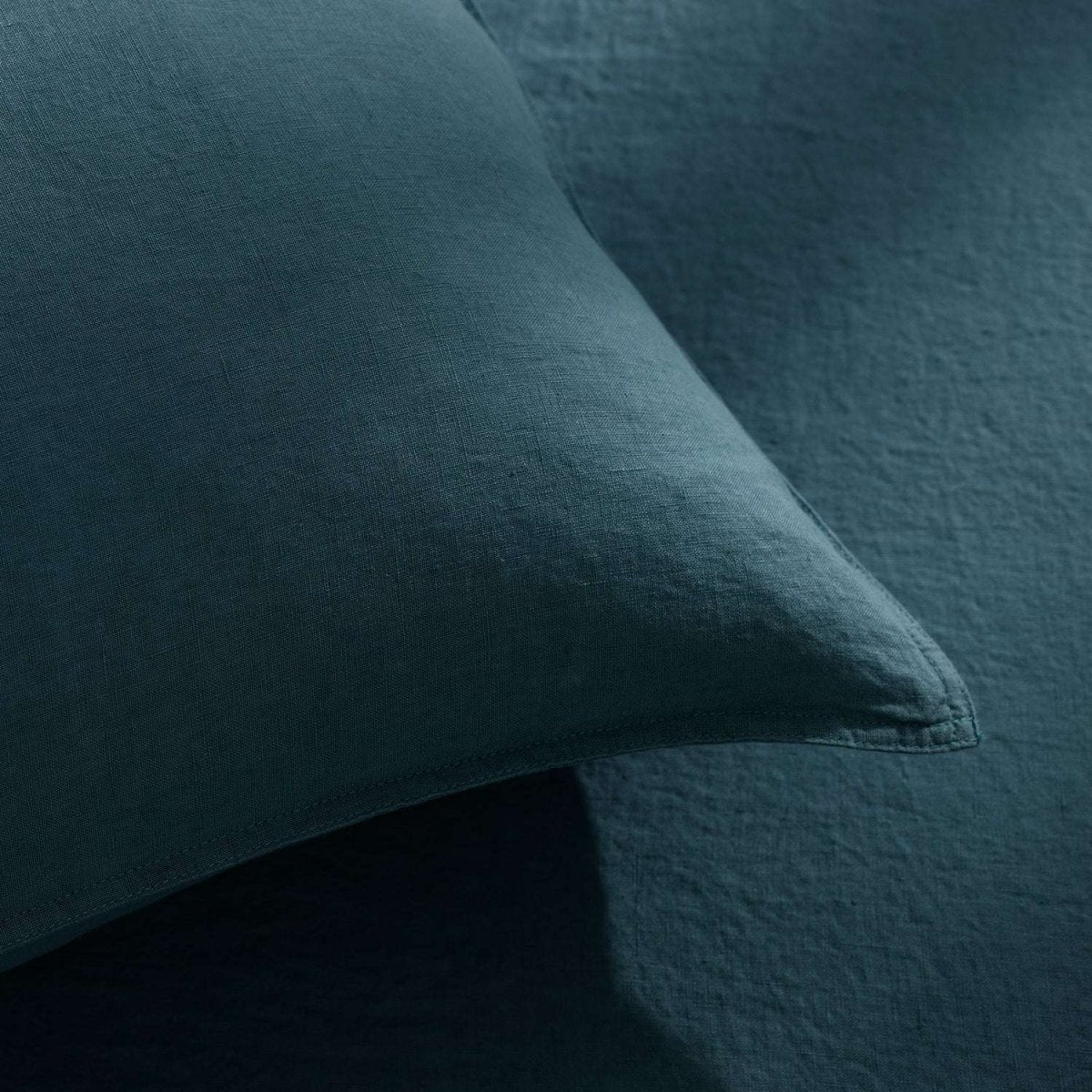 Vintage Blue 100% Organic Linen Pillowcases - Victory Symbol