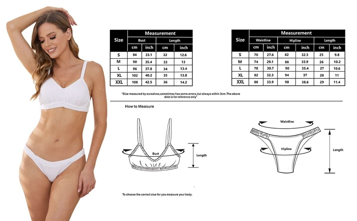 Women Organic Linen Breathable White Basic Comfortable Everyday Bra and Panty Sets - Victory Symbol